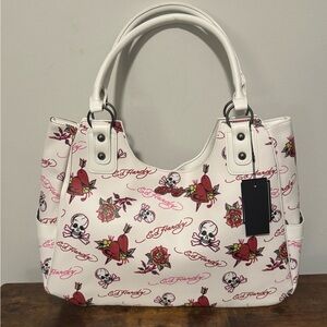 Ed Hardy White and Red Shoulder Bag